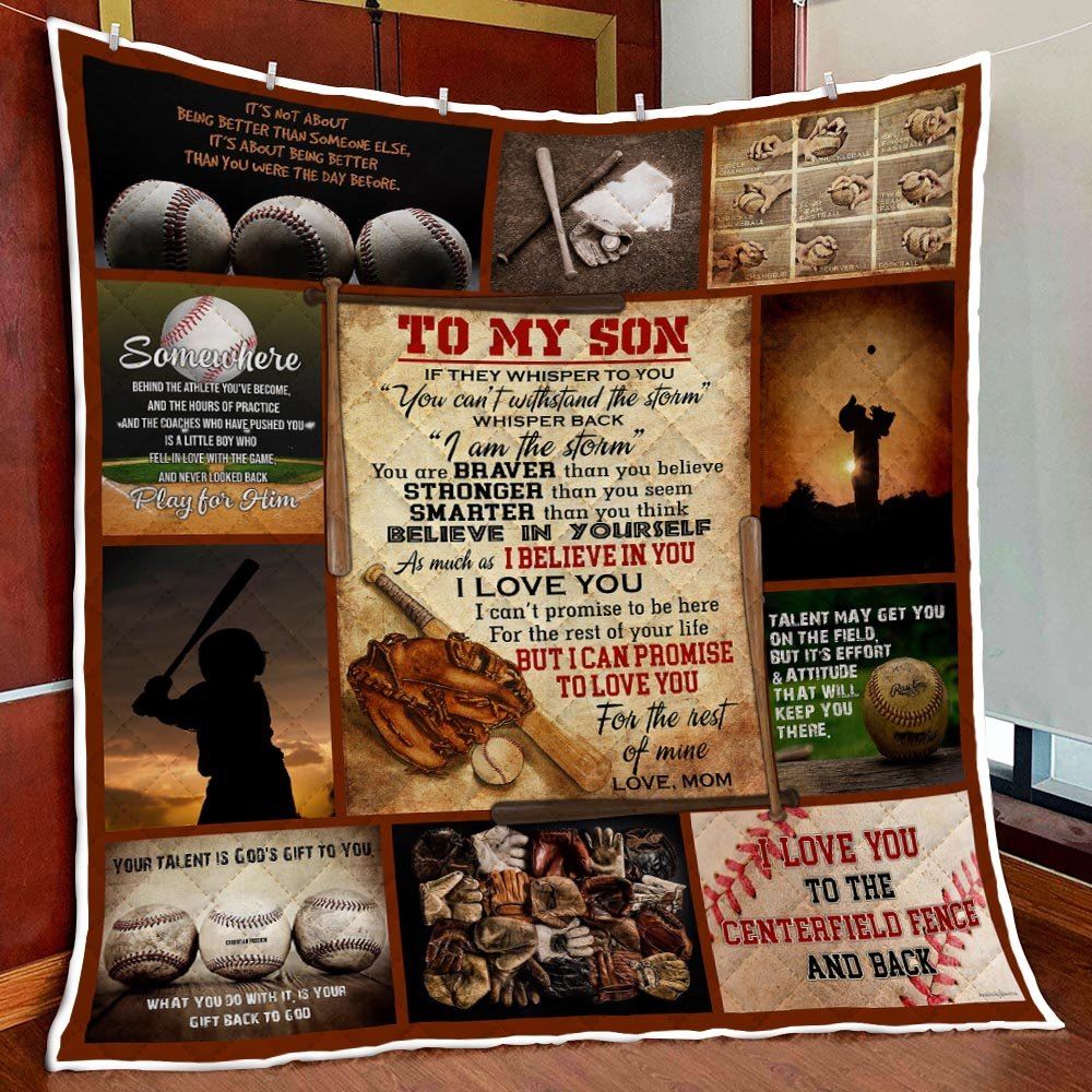 From Mom To Son I Believe In You Baseball Quilt Blanket