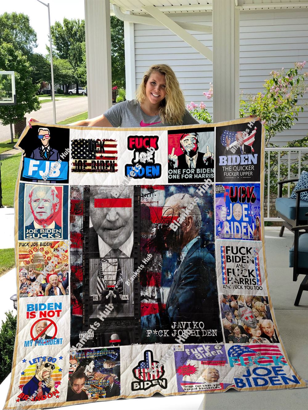 Fuck Joe Biden Not My President Quilt Blanket