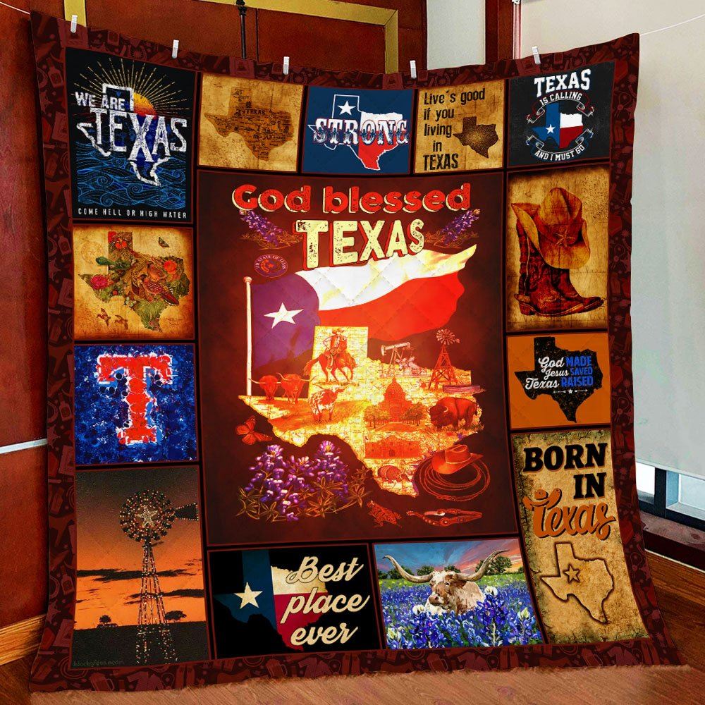 God Bless Texas Quilt Blanket