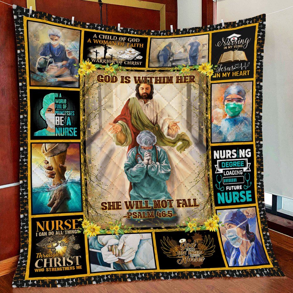 God Is Within Her She Will Not Fall Psalm 465 Quilt Blanket