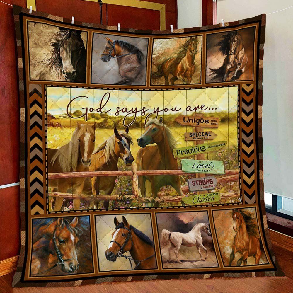 God Says You Are Horse Quilt Blanket