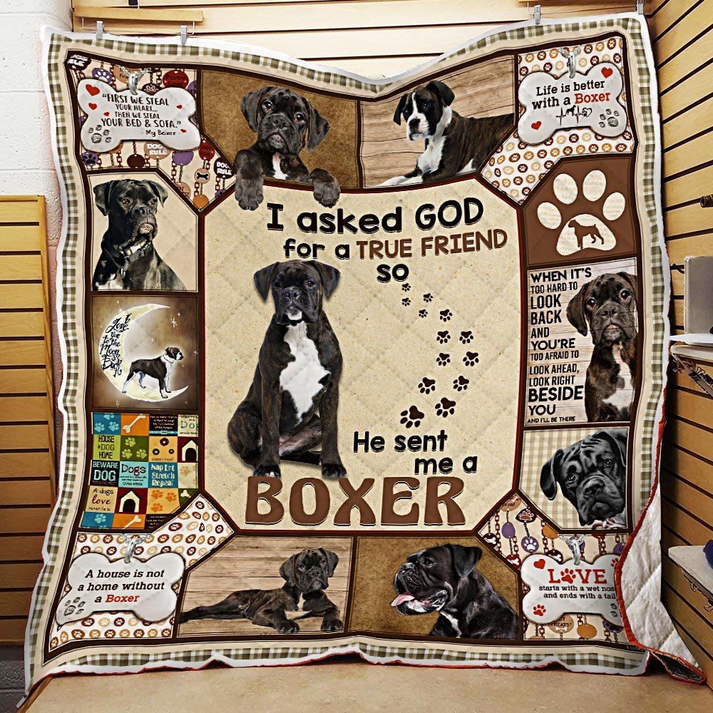 God Sent Me A Black Boxer Quilt Blanket