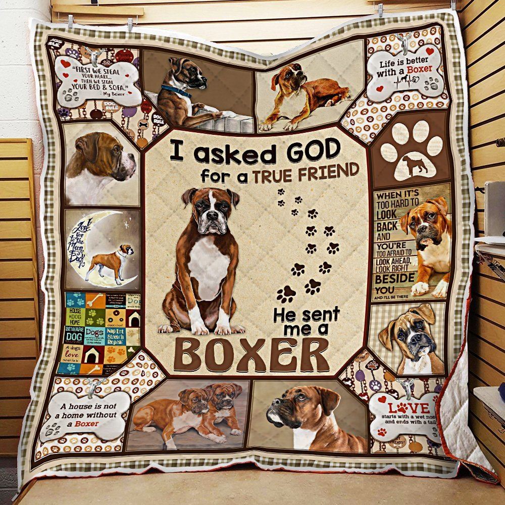 God Sent Me A Boxer Quilt Blanket