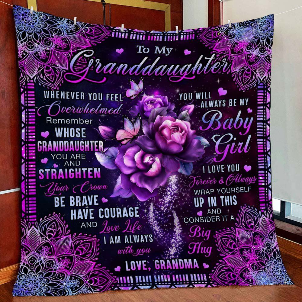 Grandma To Granddaughter Roses Mandala Quilt Blanket