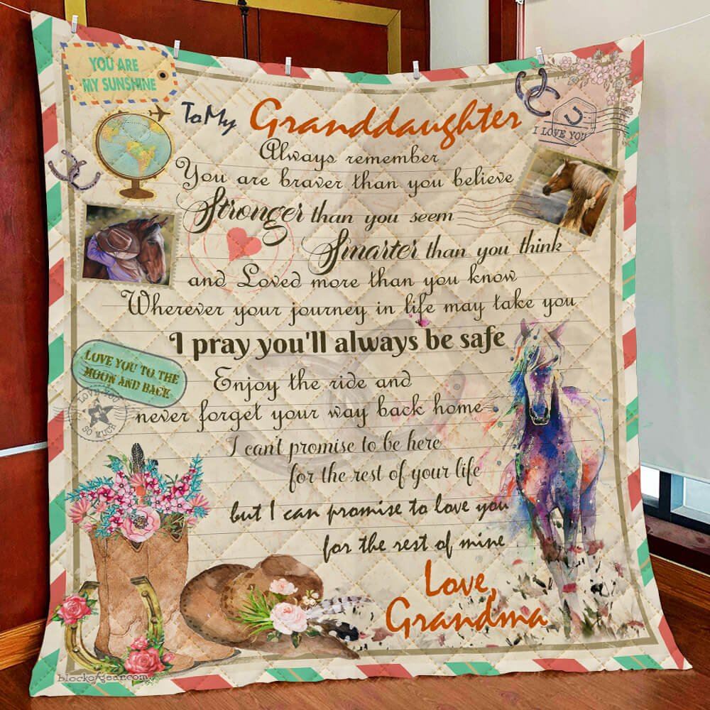 Grandma To Granddaughter Wherever Your Journey In Life May Take You Horse Quilt Blanket