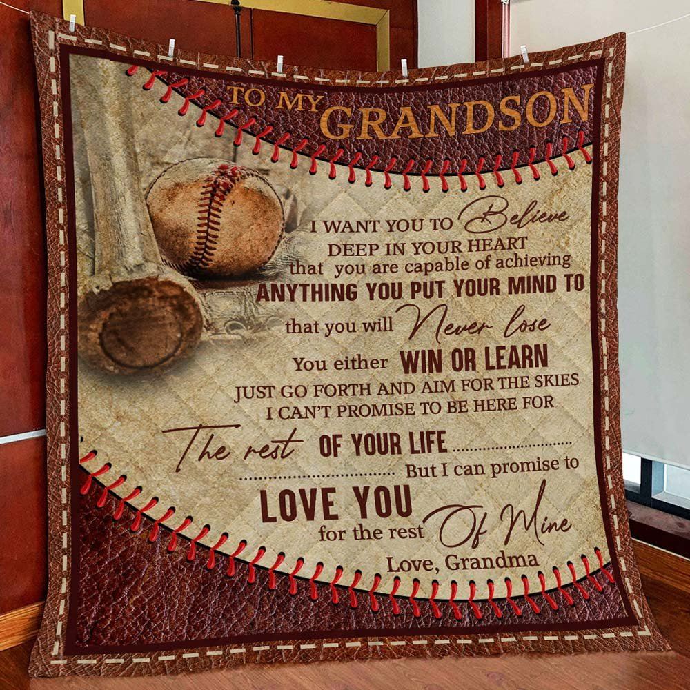 Grandma To Grandson Baseball Quilt Blanket