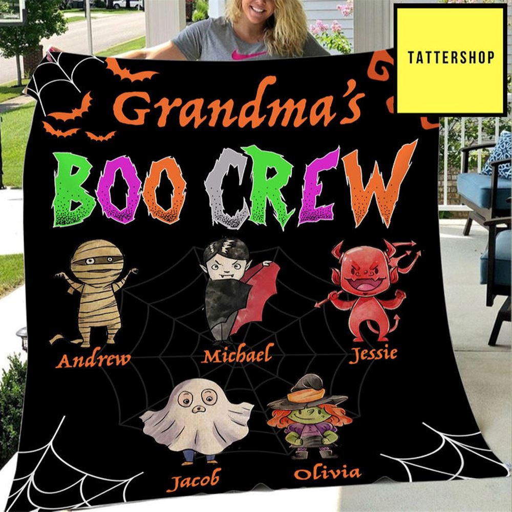 Grandmas Boo Crew Halloween Blanket House Decoration