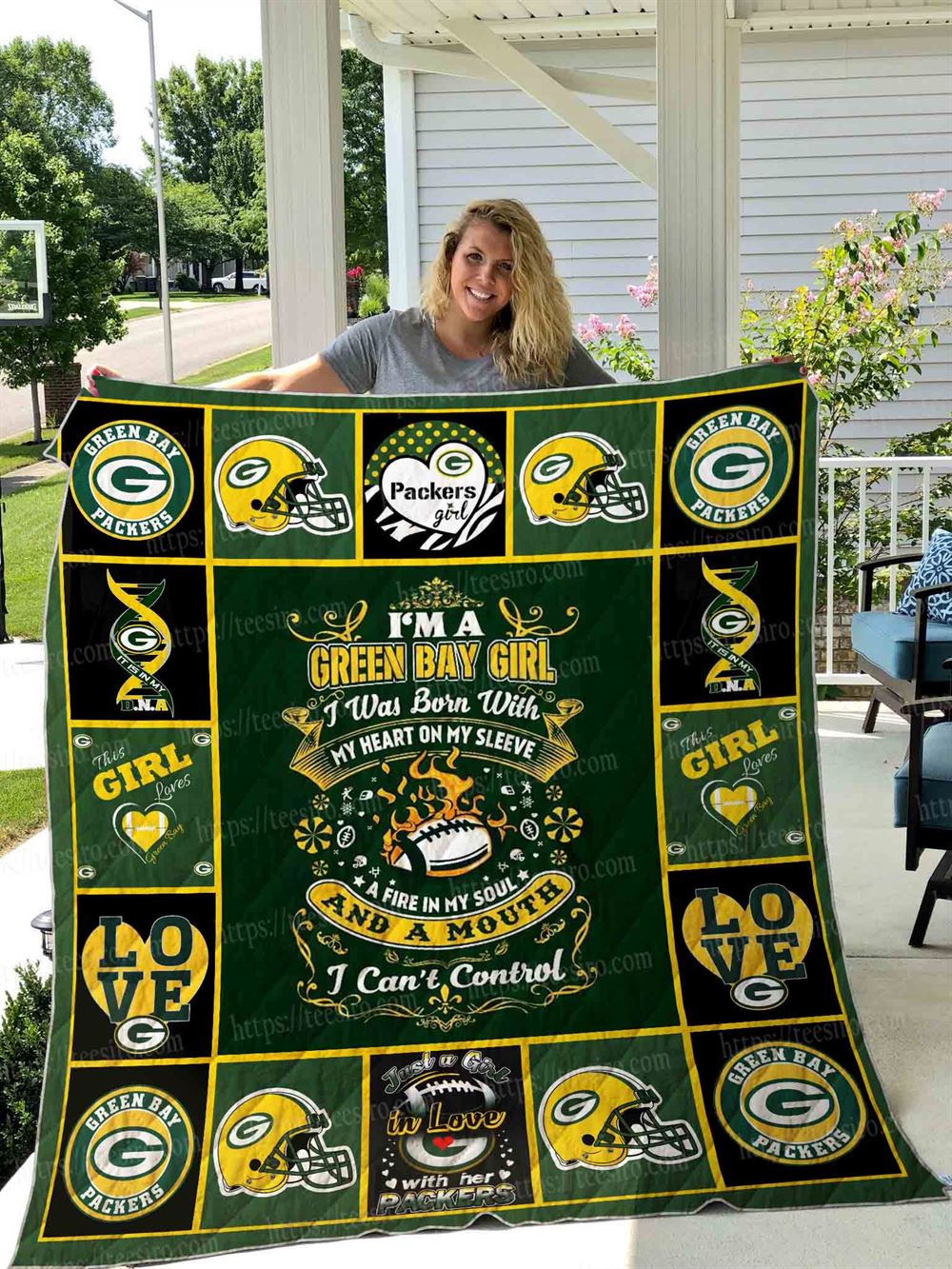 Green Bay Packers Girl Quilt Blanket 01