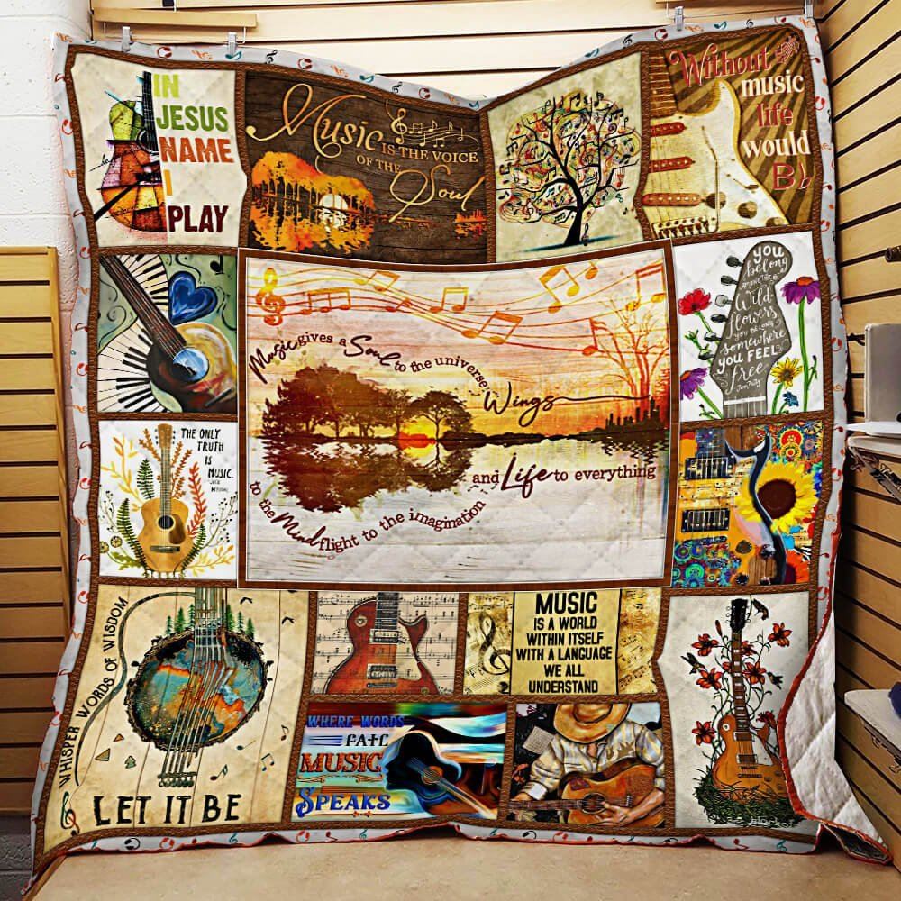 Guitar Music Gives A Soul To The Universe Quilt Blanket