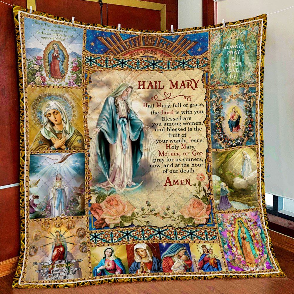 Hail Mary Prayer Quilt Blanket--qq20a