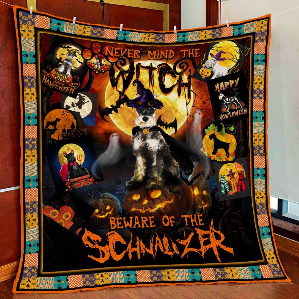 Halloween Beware Of The Schnauzer Quilt Blanket