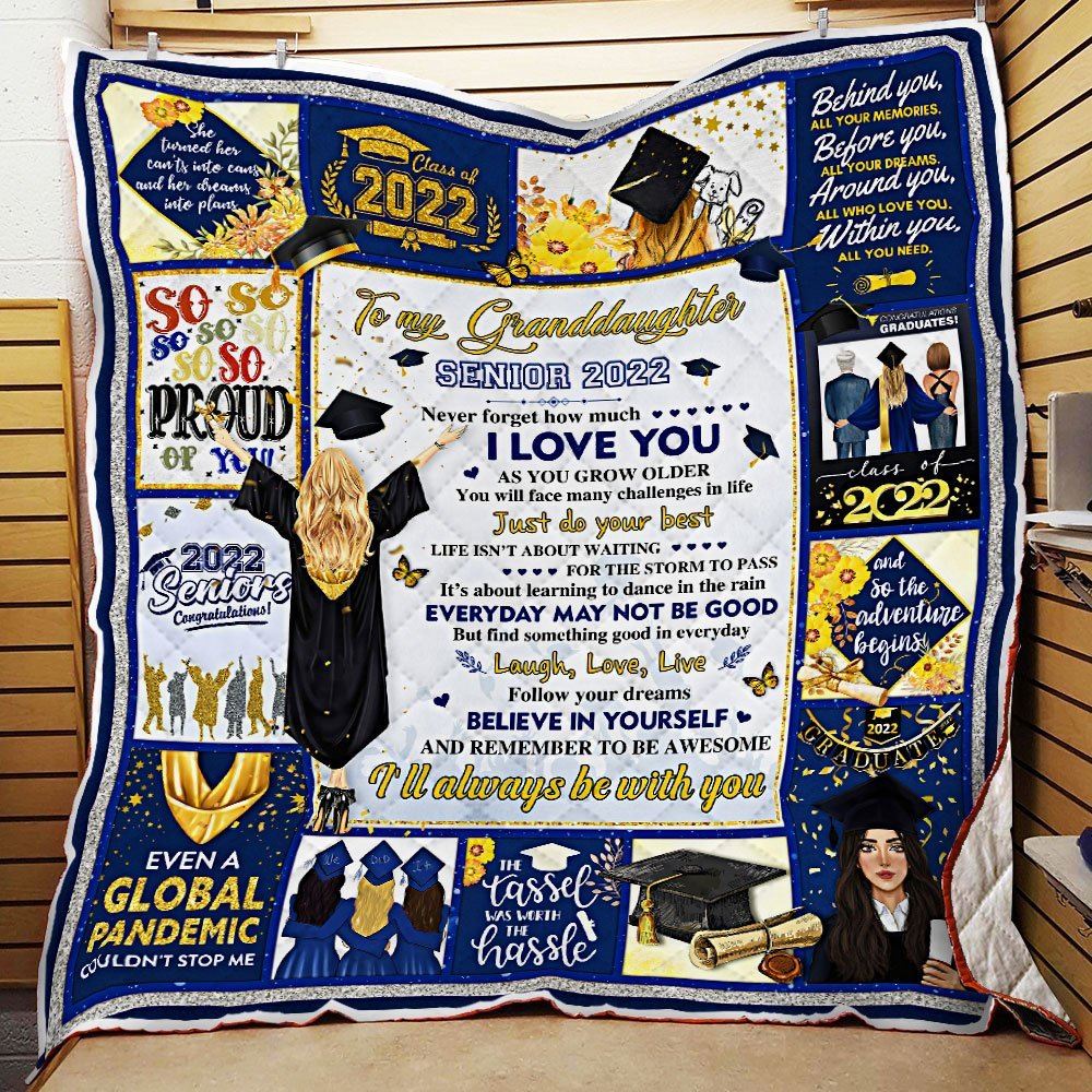 Happy Graduation Granddaughter Senior 2022 Its About Learning To Dance In The Rain Quilt Blanket Lha1407q