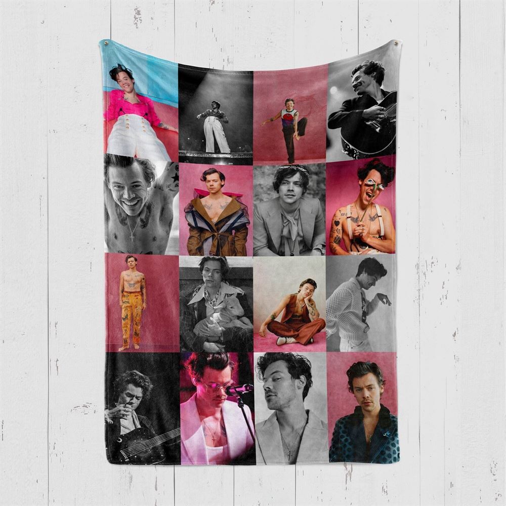 Harry Styles Collage Cozy Fleece Blanket