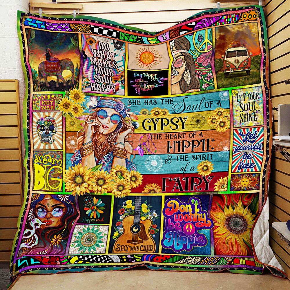 Hippie Girl She Had The Soul Of A Gypsy Quilt Blanket