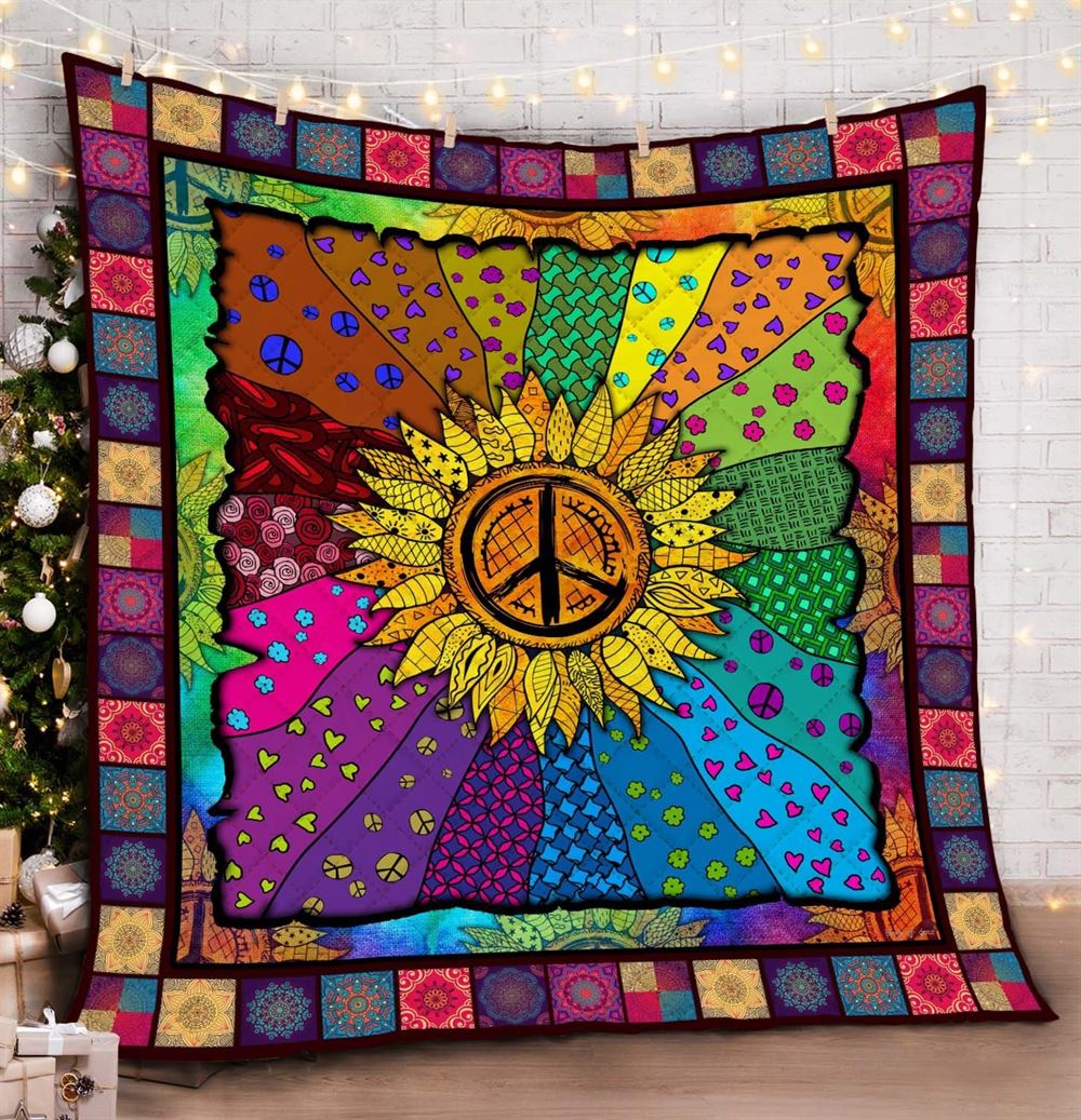 Hippie Sunflower Quilt Blanket