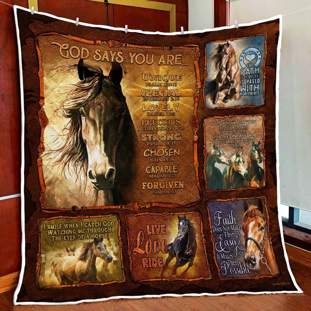 Horse God Says You Are Unique Quilt Blanket