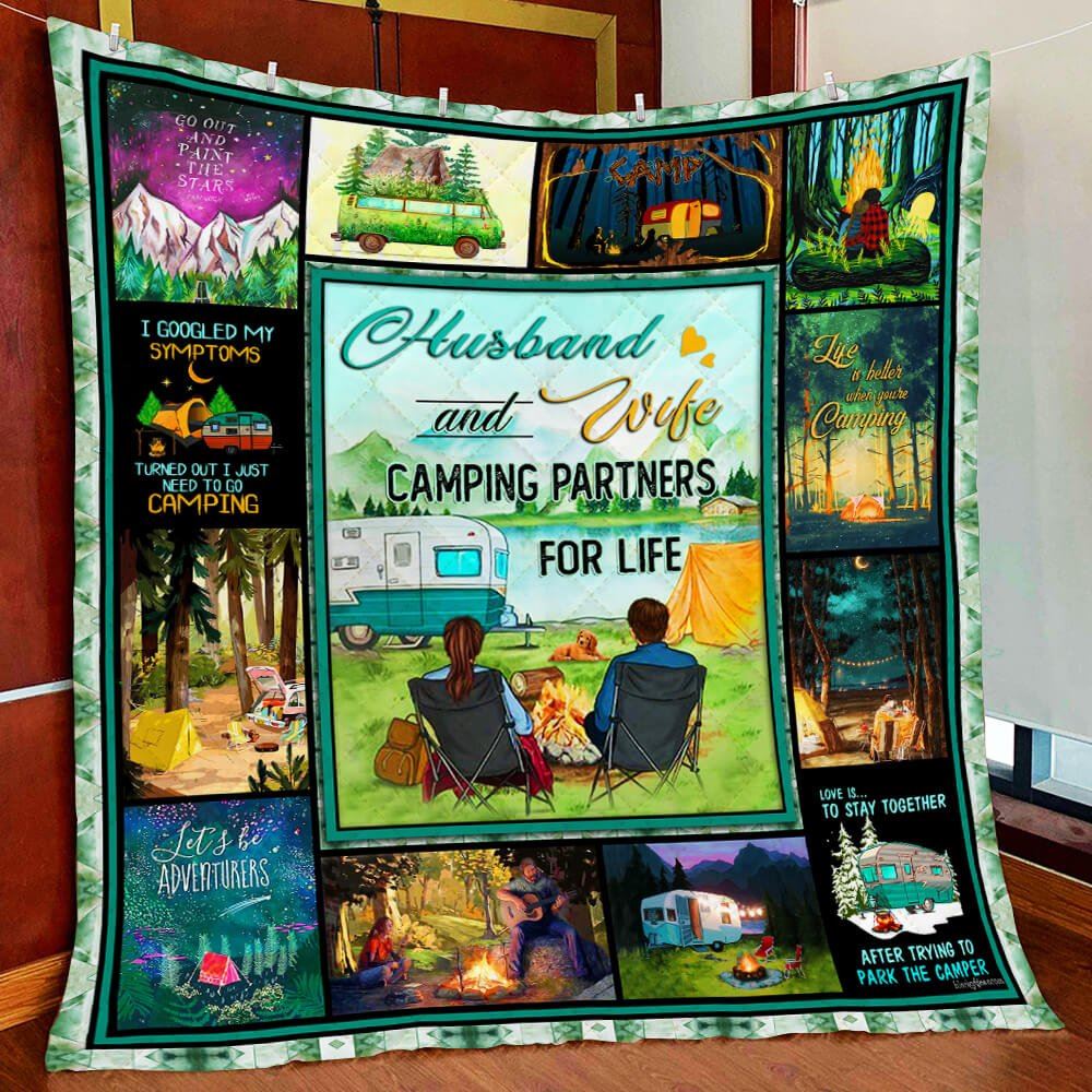 Husband And Wife Camping Partners For Life Quilt Blanket