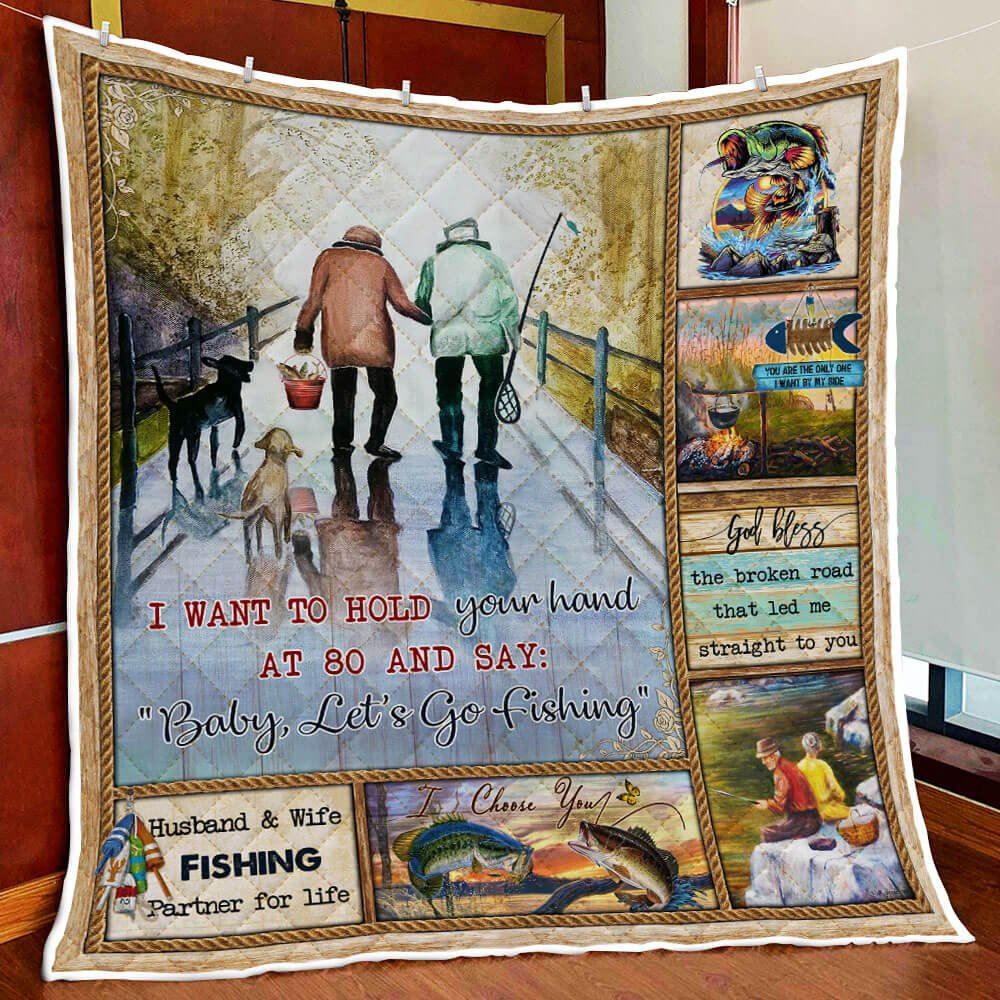 Husband And Wife Fishing Partner For Life Quilt Blanket