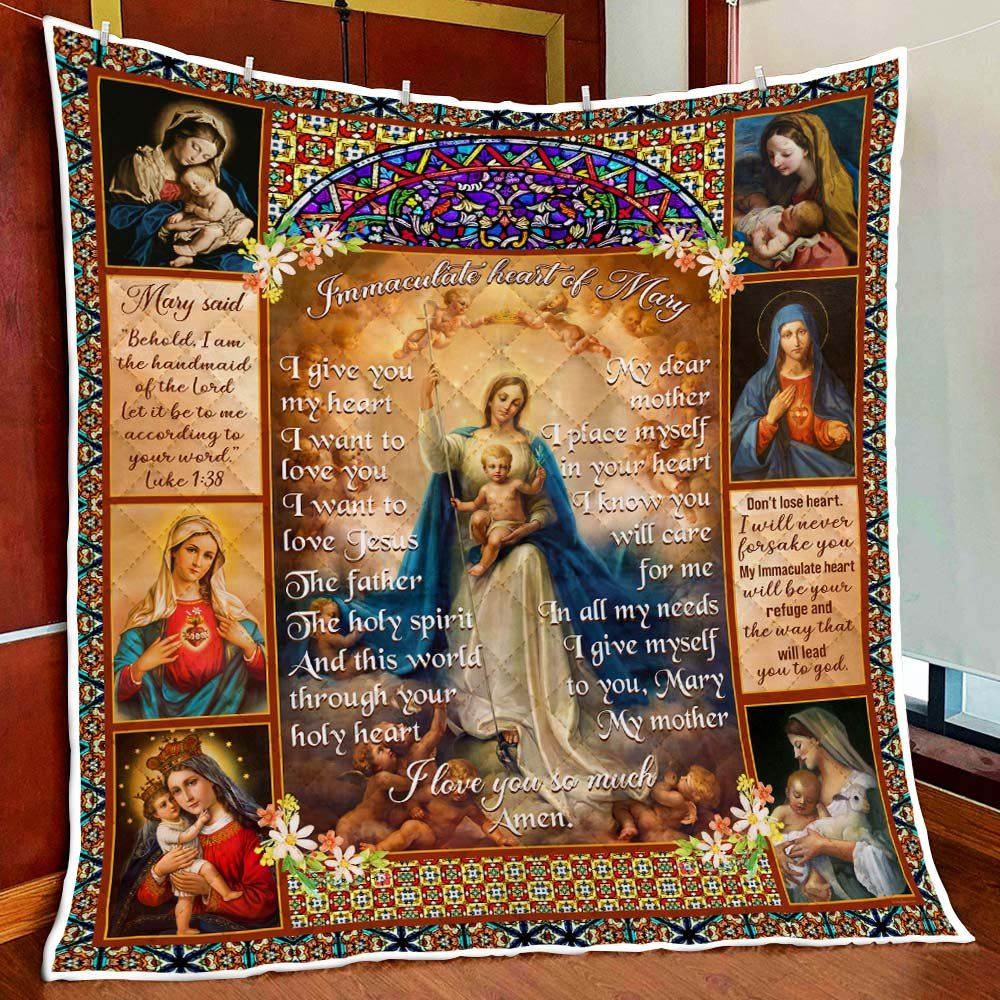 Immaculate Heart Of Mary I Give You My Heart Solemnity Of Mary Quilt Blanket