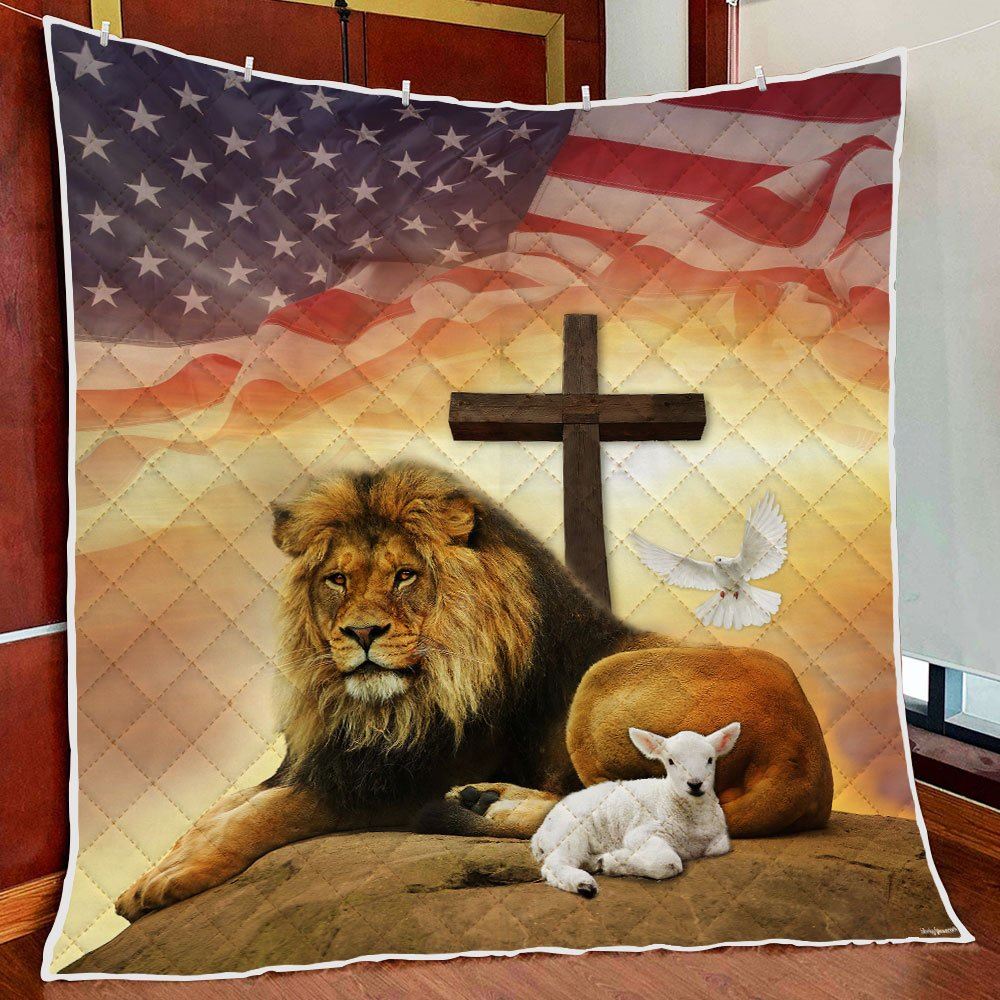 Jesus Lion And Lamb Holy Spirit Quilt Blanket