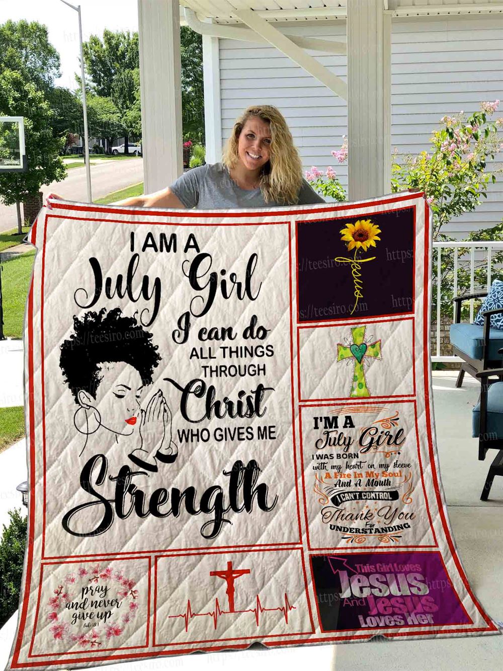 July Black Girl Christ Quilt Blanket 01