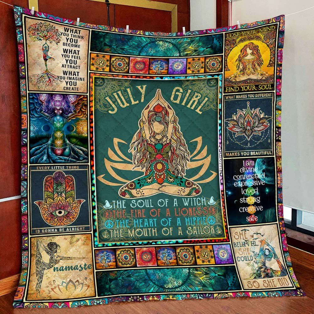 July Girl Yoga Namaste Quilt Blanket