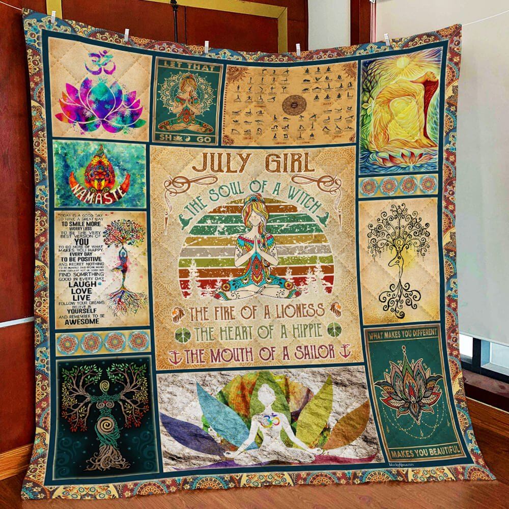 July Girl Yoga Soul Namaste Quilt Blanket