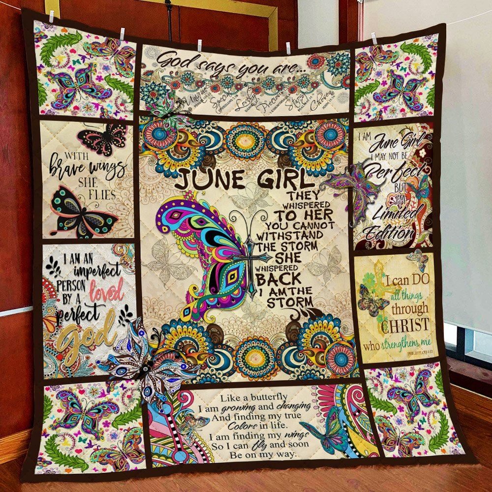 June Girl I Am The Storm Butterfly Quilt Blanket