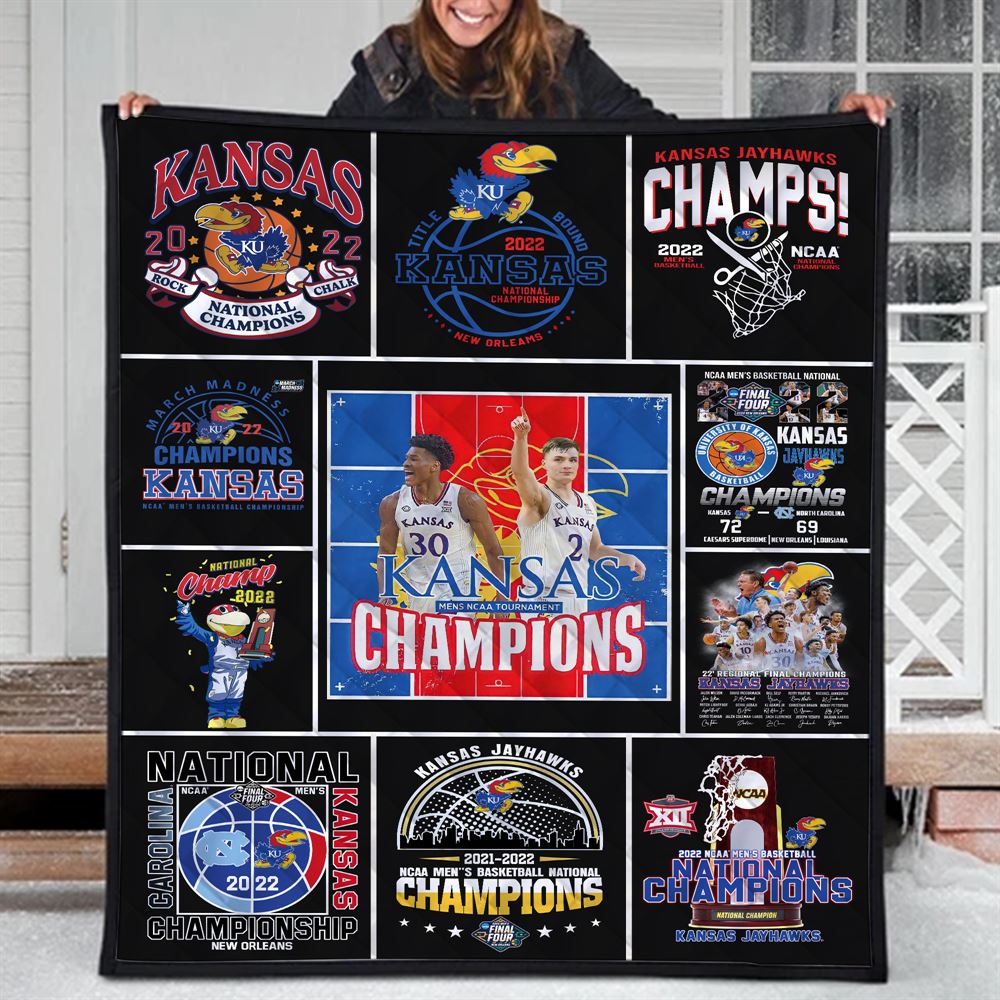 Kansas Jayhawks National Champions 2022 Blanket-trungten-ptr6g