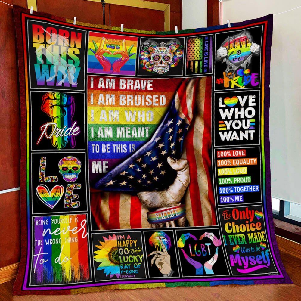 Lgbt Pride I Am Brave Quilt Blanket