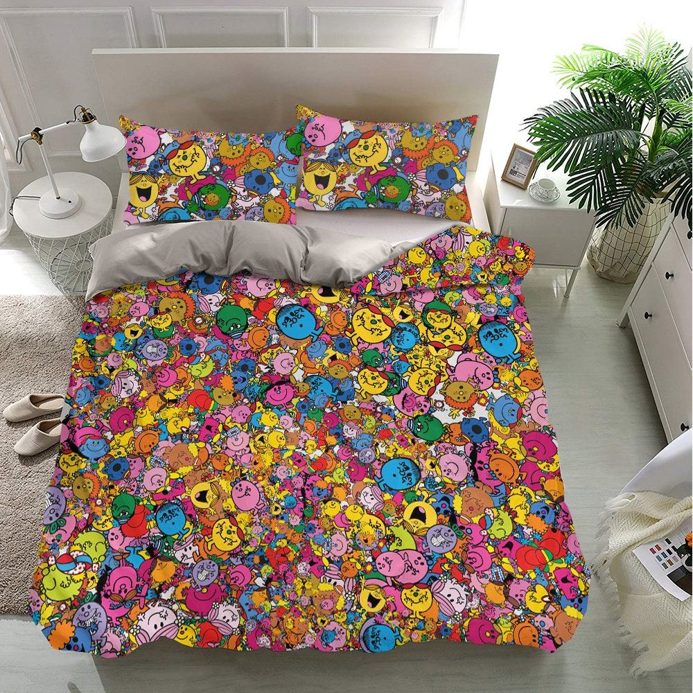 Little Miss Mr Men Bedding Set Duvet Cover And Pillowcase Mr Men Little Miss Pattern Quilt Blanket Little Miss Mr Men Birthday Gifts