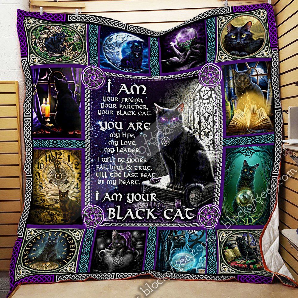 Magic Black Cat I Am Your Friend I Am Your Black Cat Quilt Blanket