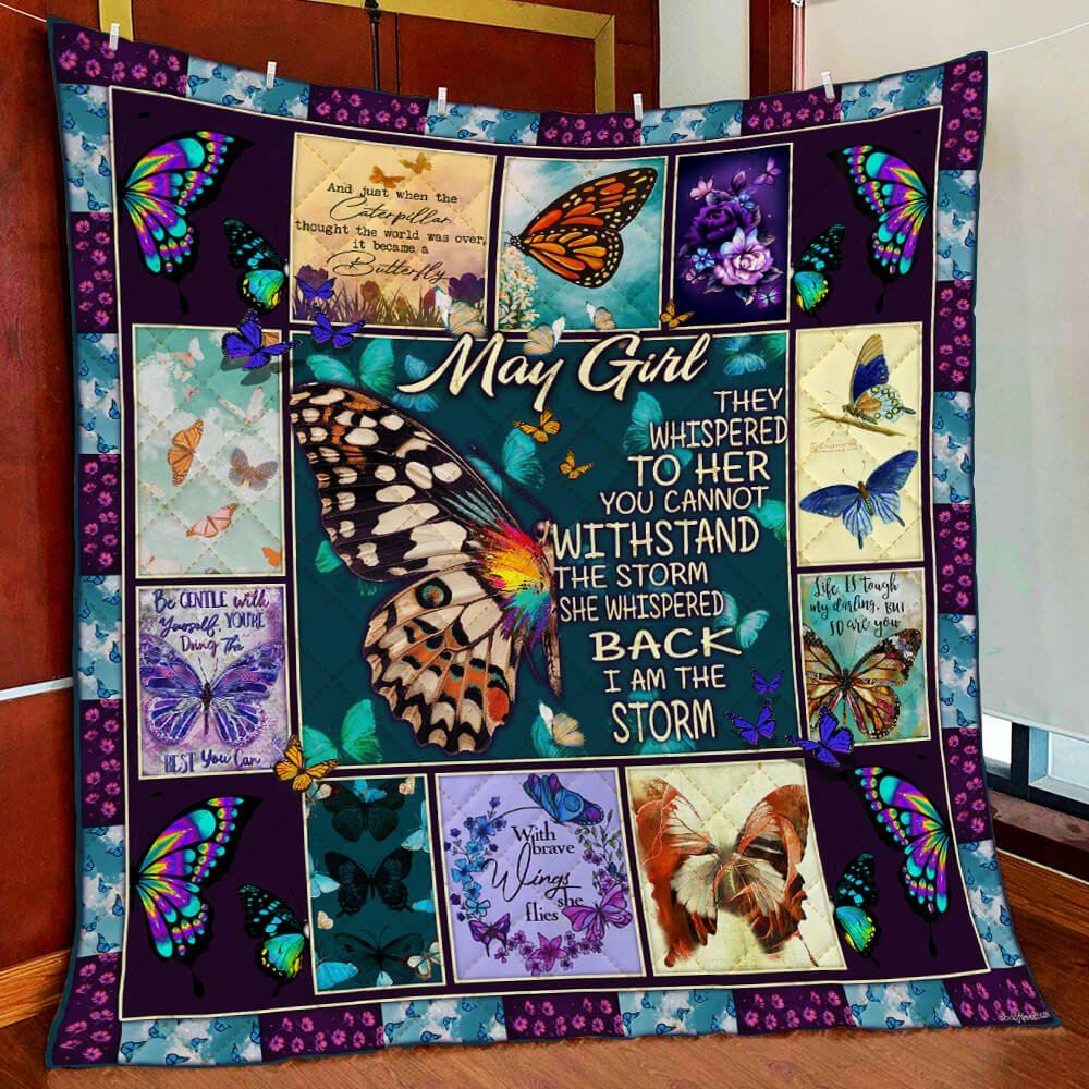 May Girl Butterfly Quilt Blanket