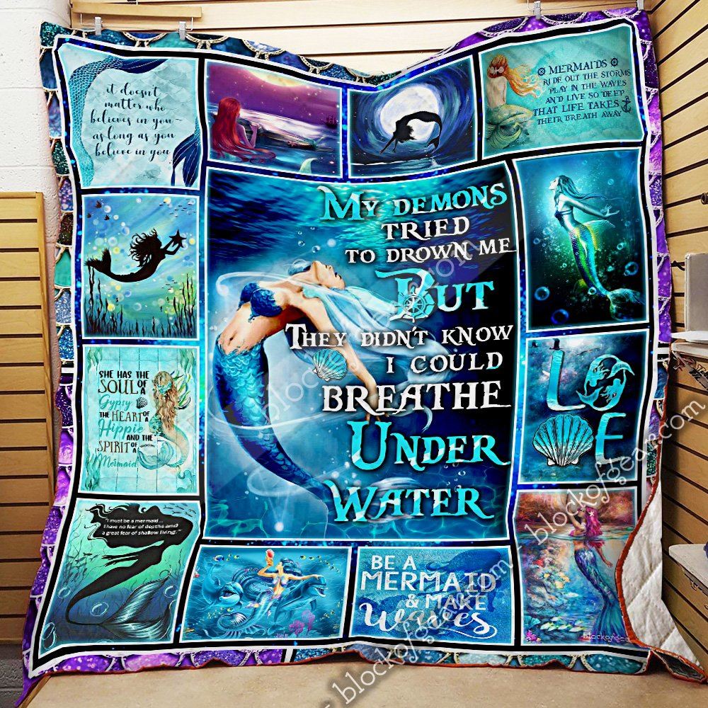 Mermaid I Could Breathe Under Water Quilt Blanket