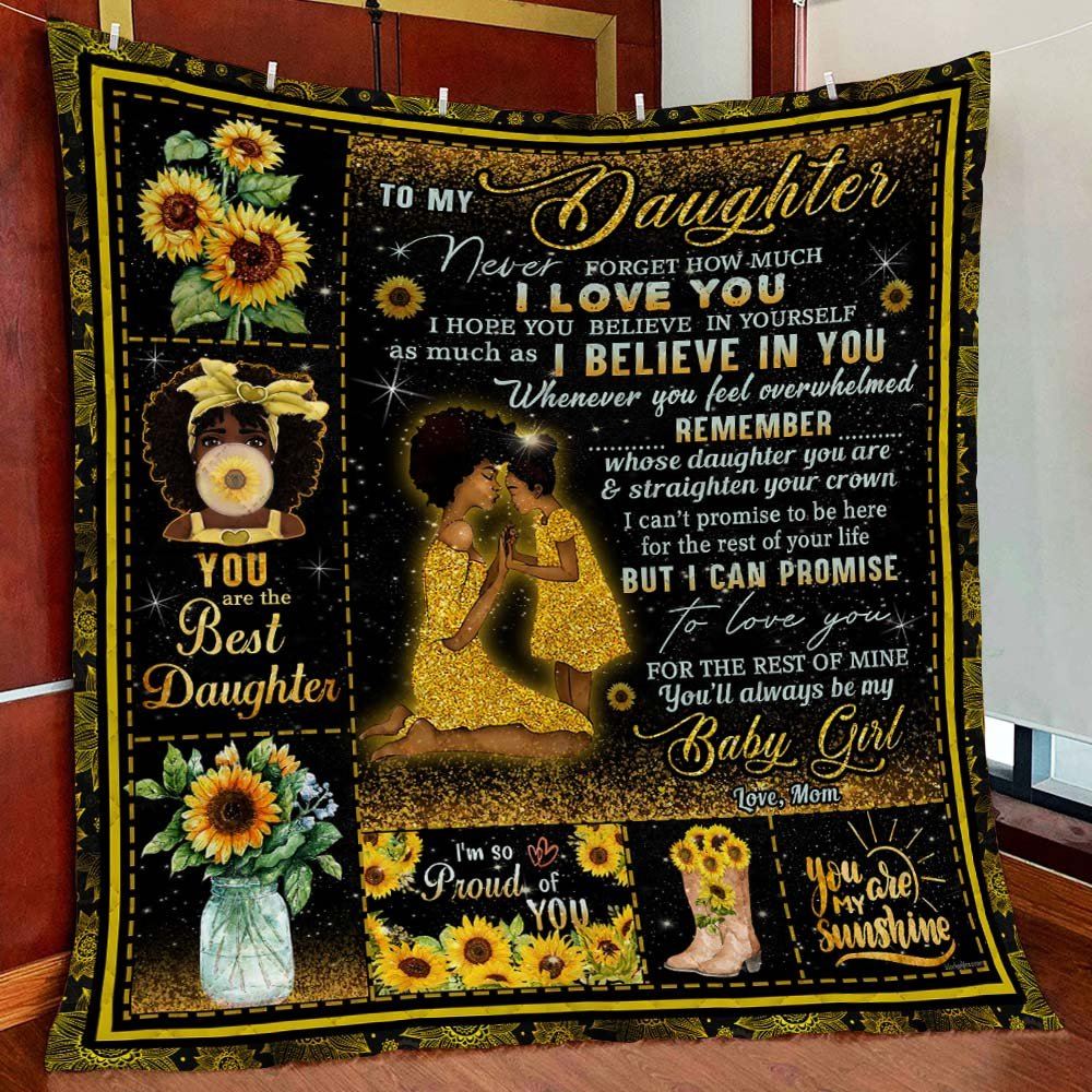 Mom To Daughter Black Girl Quilt Blanket--5ffea