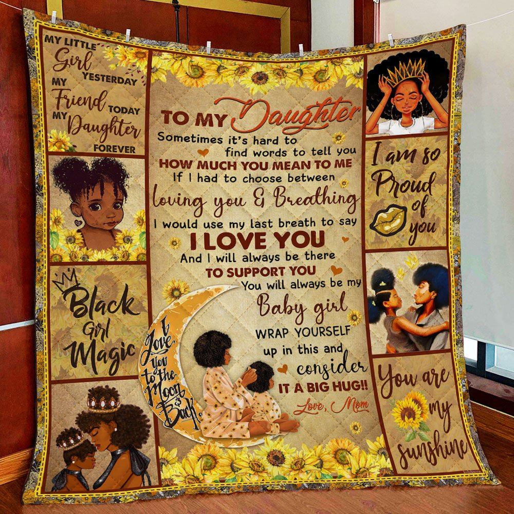 Mom To Daughter Black Girl Quilt Blanket