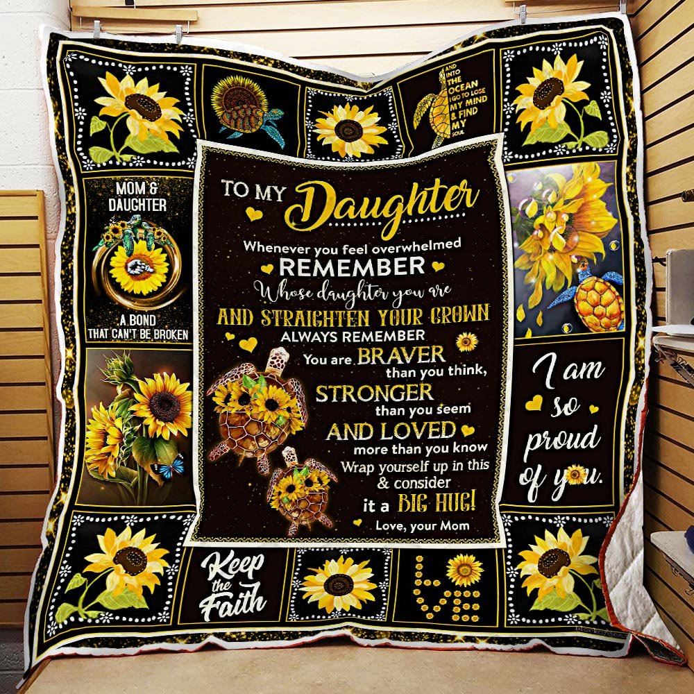 Mom To Daughter Sunflower Turtle Quilt Blanket