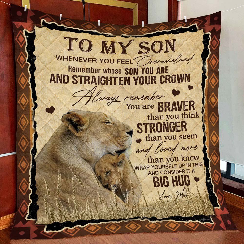 Mom To Son Lion Quilt Blanket