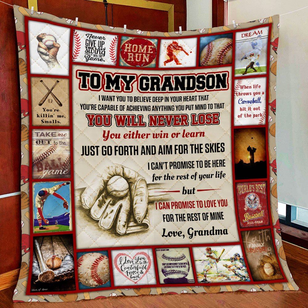 My Baseball Grandson Grandma Quilt Blanket