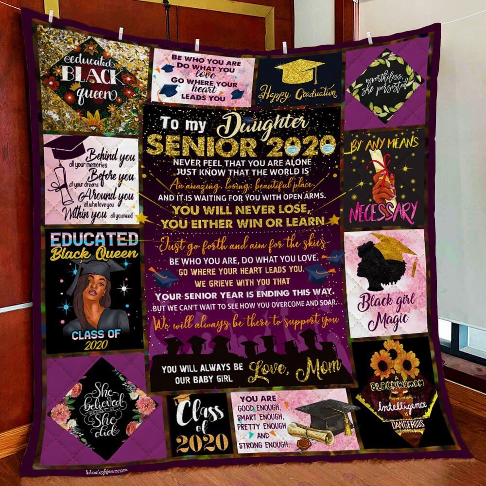 My Daughter Senior 2020 Black Woman Mom Quilt Blanket