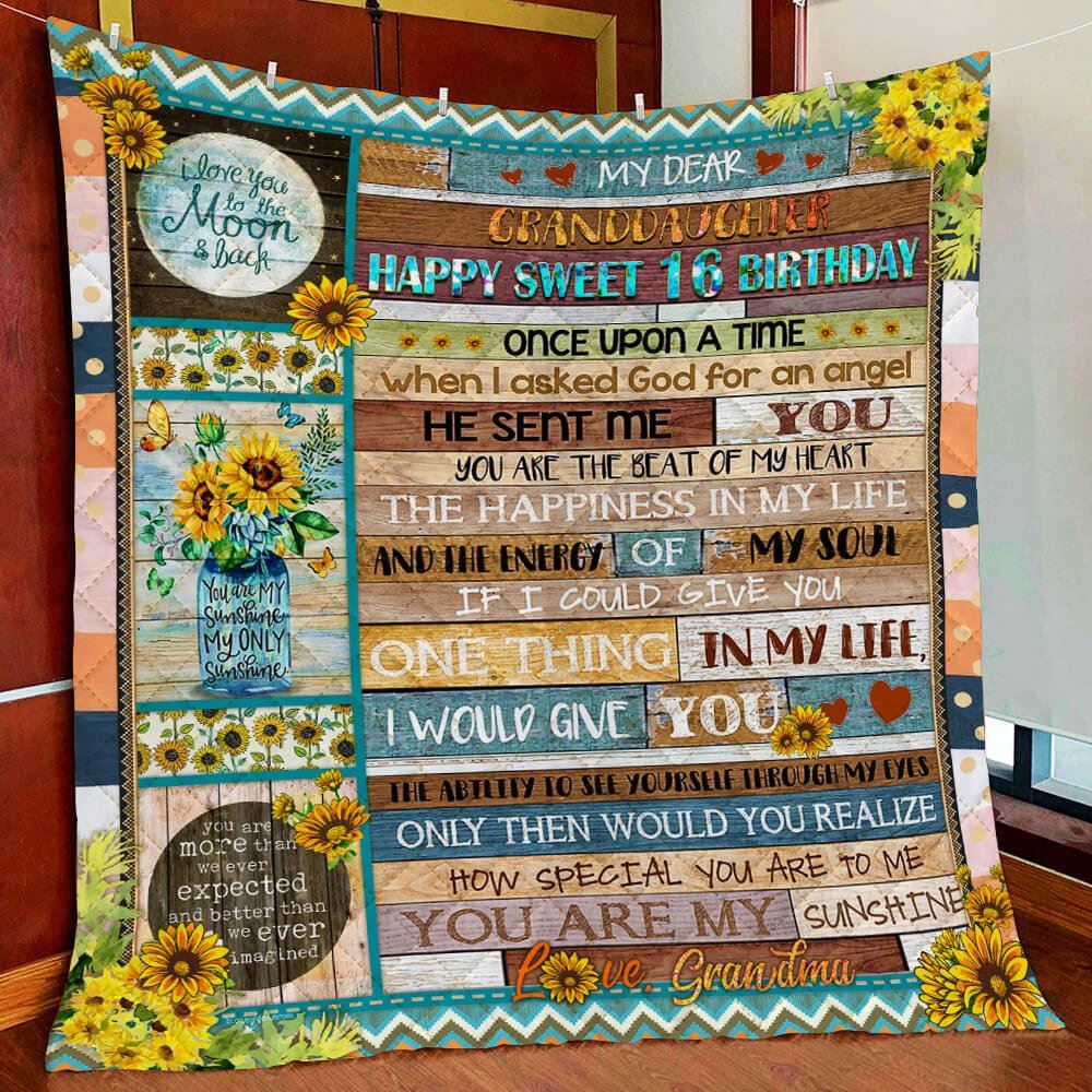 My Granddaughter Happy Sweet 16th Birthday Quilt Blanket