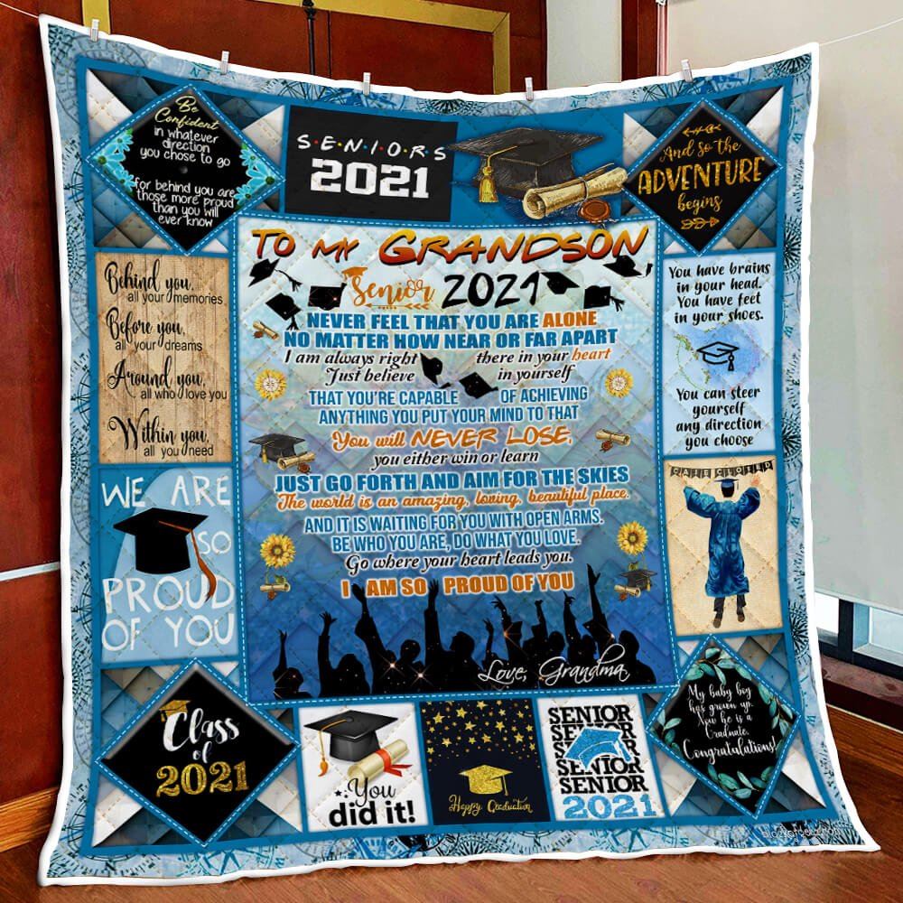 My Grandson Senior 2021 Happy Graduation Quilt Blanket