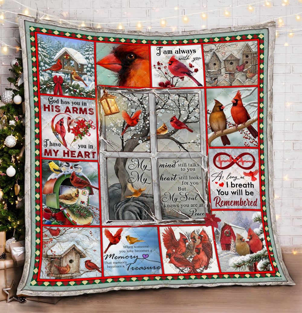 My Soul Knows You Are At Peace Cardinal Memory Sign Quilt Blanket