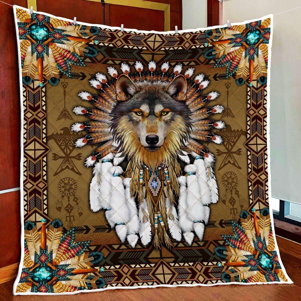 Native American Wolf Spirit Quilt Blanket Thb2937q