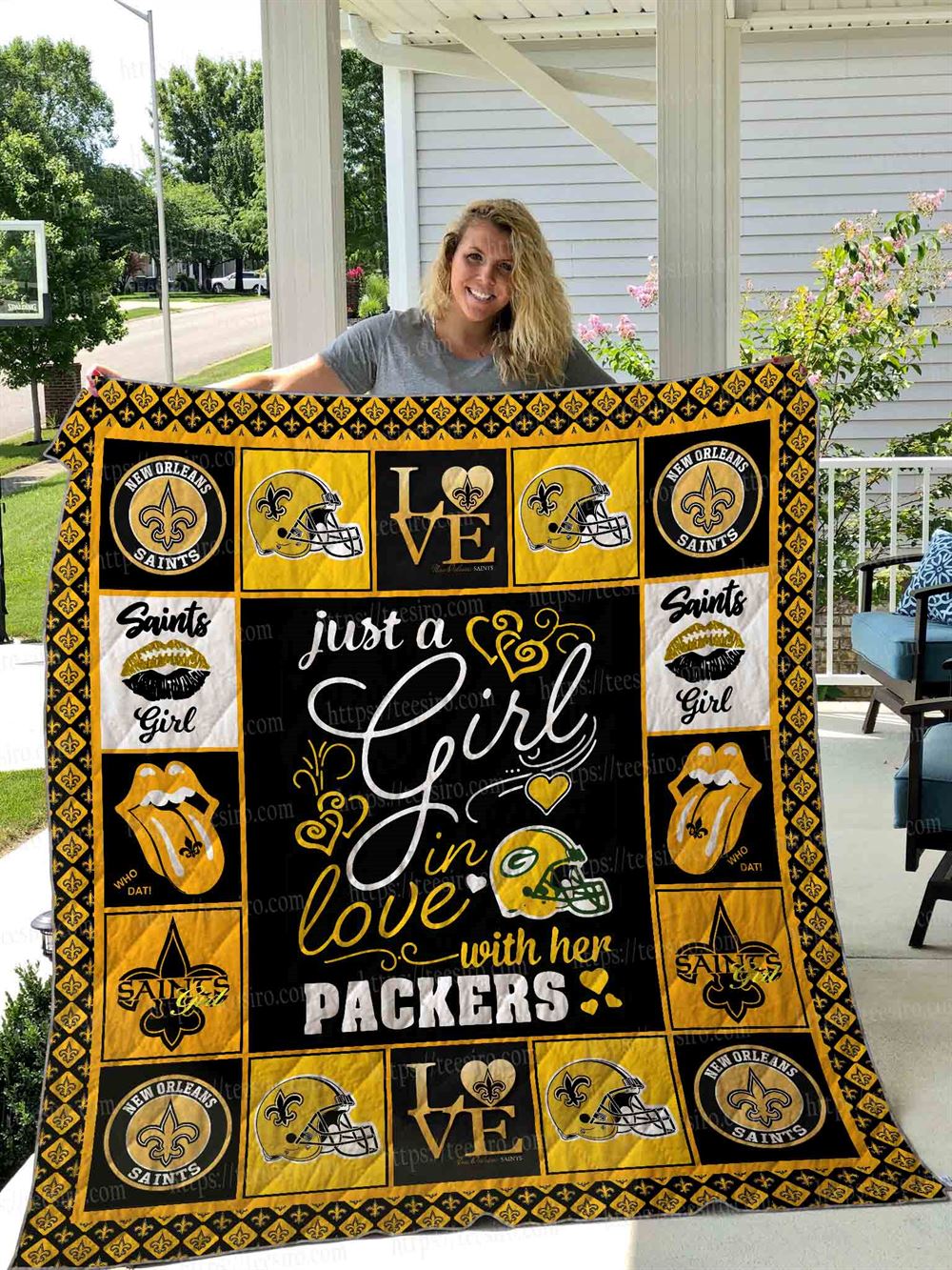 New Orleans Saints Girl Quilt Blanket 01