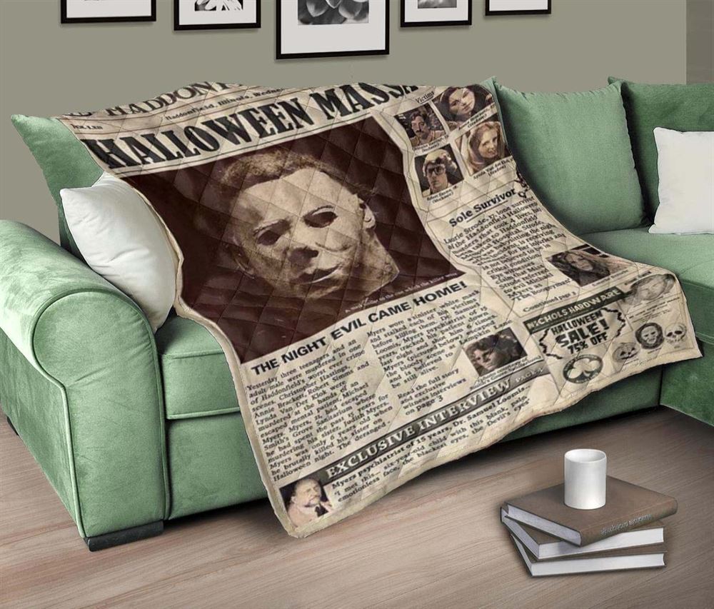 Newspaper Style Michael Myer Blanket Halloween