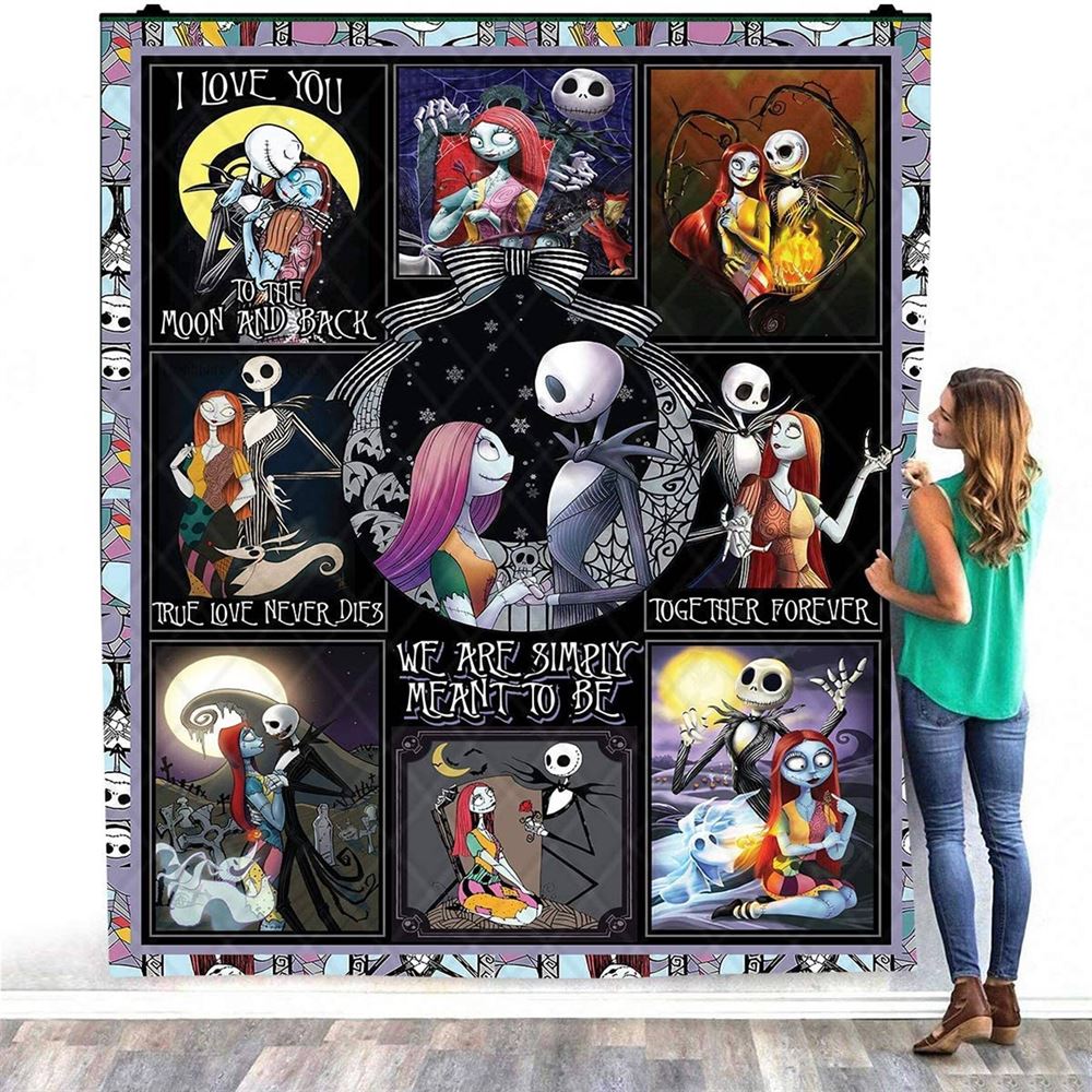 Nightmare Before Christmas Blanket Jack Skellington Sally Blanket I Love You To The Moon And Back Valentine Anniversary Day Gifts