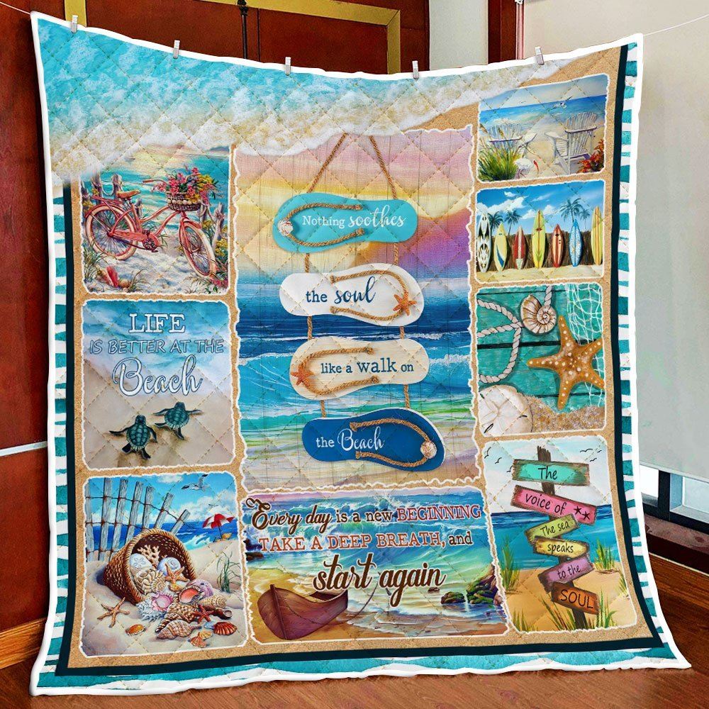 Nothing Soothes The Soul Like A Walk On The Beach Quilt Blanket