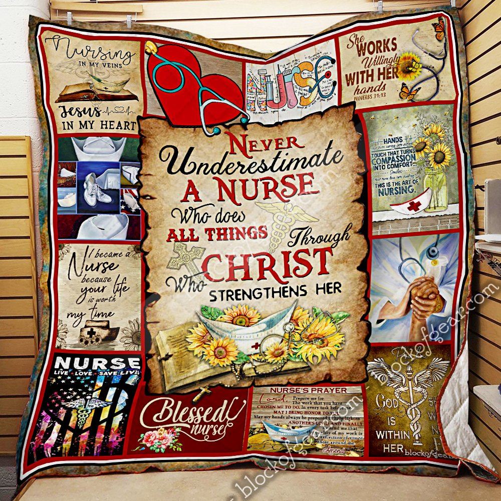 Nurse Who Does All Things Through Christ Quilt Blanket Thn1866