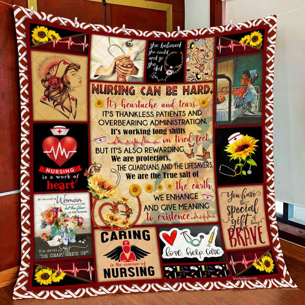 Nursing Is A Work Of Heart Quilt Blanket